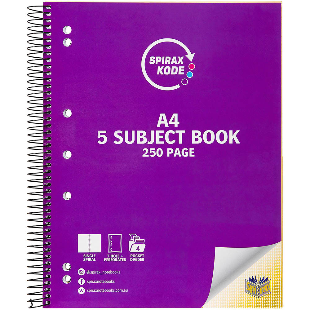 Image for SPIRAX 960 KODE 5-SUBJECT NOTEBOOK 250 PAGE A4 from Ross Office Supplies Office Products Depot