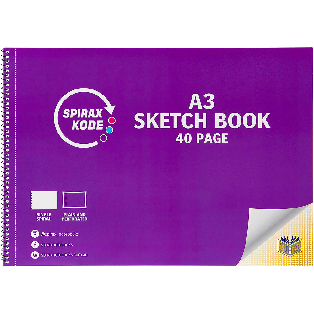 Image for SPIRAX 965 KODE SKETCHBOOK SIDE OPEN 40 PAGE A3 from Ross Office Supplies Office Products Depot