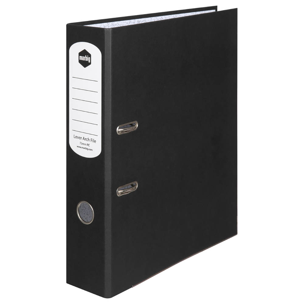 Image for MARBIG LEVER ARCH FILES 75MM FOOLSCAP BLACK from Total Supplies Pty Ltd
