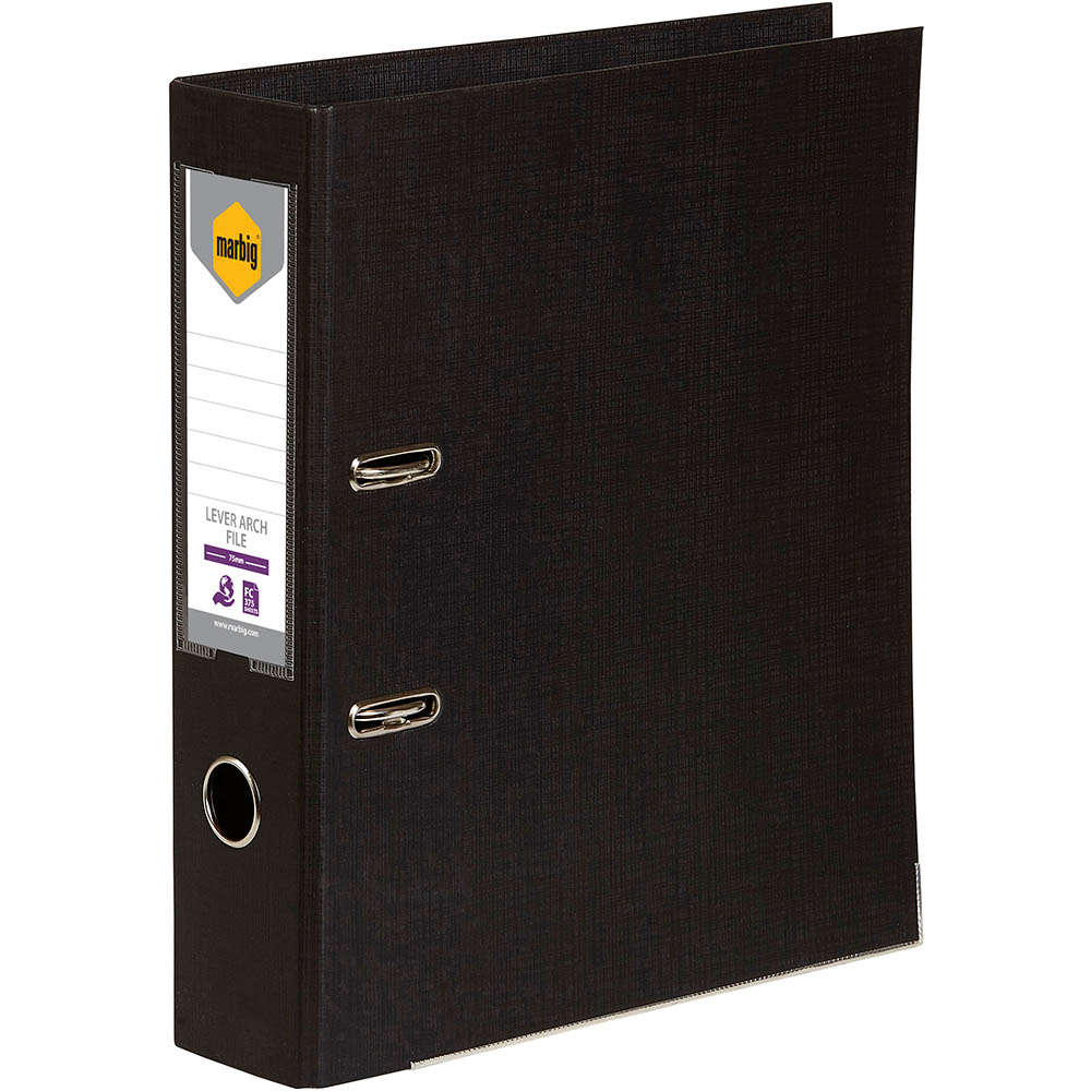 Image for MARBIG LEVER ARCH FILE 75MM FOOLSCAP BLACK from Total Supplies Pty Ltd