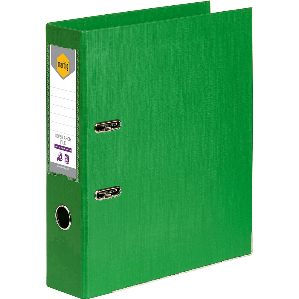 Image for MARBIG LEVER ARCH FILE 75MM FOOLSCAP GREEN from Total Supplies Pty Ltd