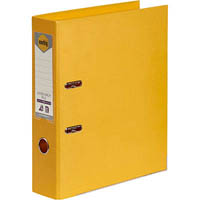 marbig linen lever arch file pe 75mm a4 yellow