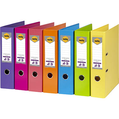 Image for MARBIG LINEN LEVER ARCH FILE PE 75MM A4 ASSORTED PACK 10 from MOE Office Products Depot Mackay & Whitsundays