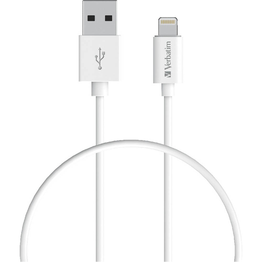 Image for VERBATIM CHARGE AND SYNC CABLE LIGHTNING TO USB-A 500MM WHITE from Office Products Depot