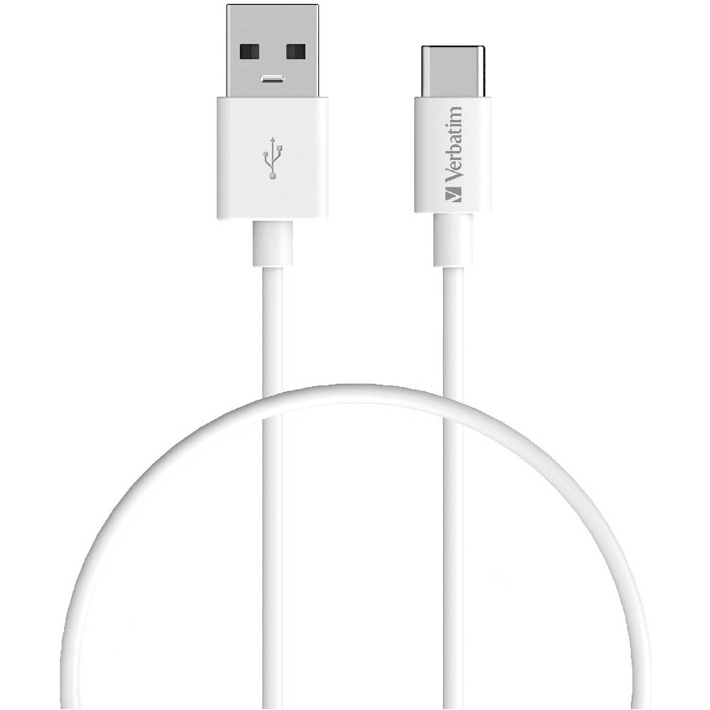 Image for VERBATIM CHARGE AND SYNC CABLE USB-A TO USB-C 500MM WHITE from Office Products Depot