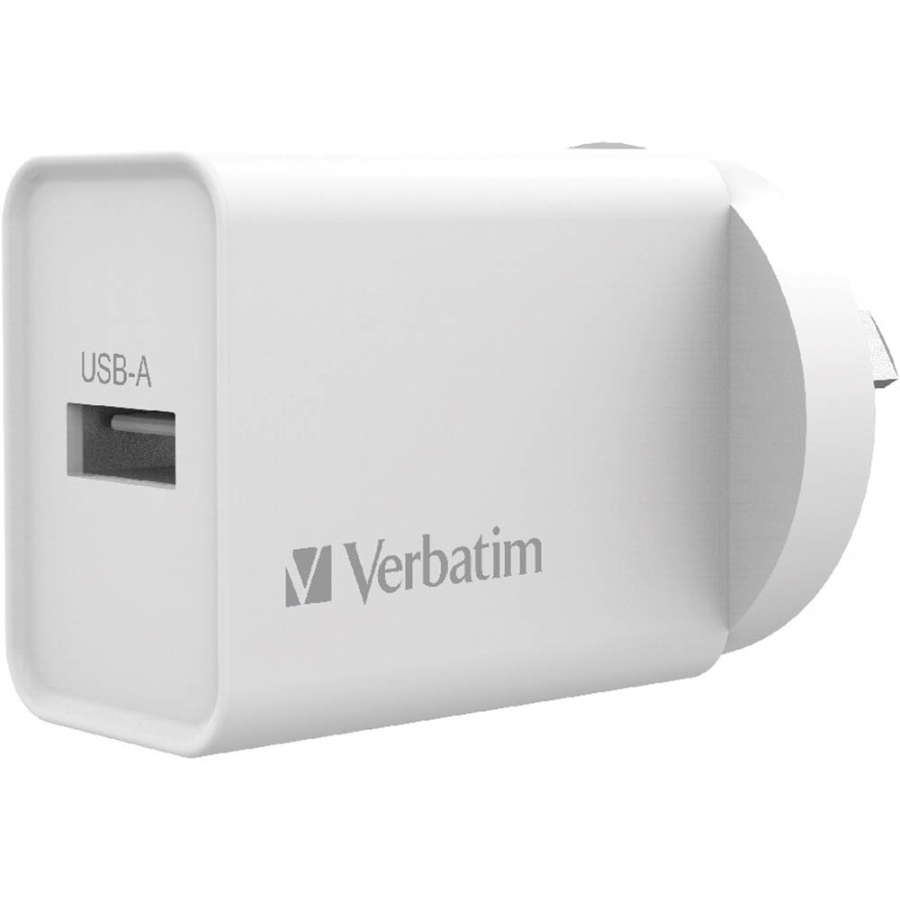 Image for VERBATIM USB CHARGER SINGLE PORT USB-A 2.4A WHITE from Office Products Depot