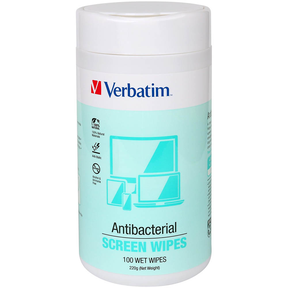 Image for VERBATIM ANTIBACTERIAL SCREEN WIPES TUB 100 from Office Products Depot