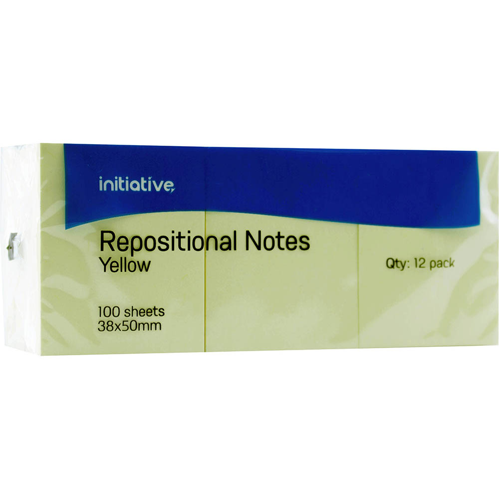 Image for INITIATIVE REPOSITIONAL NOTES 38 X 50MM YELLOW PACK 12 from MOE Office Products Depot Mackay & Whitsundays