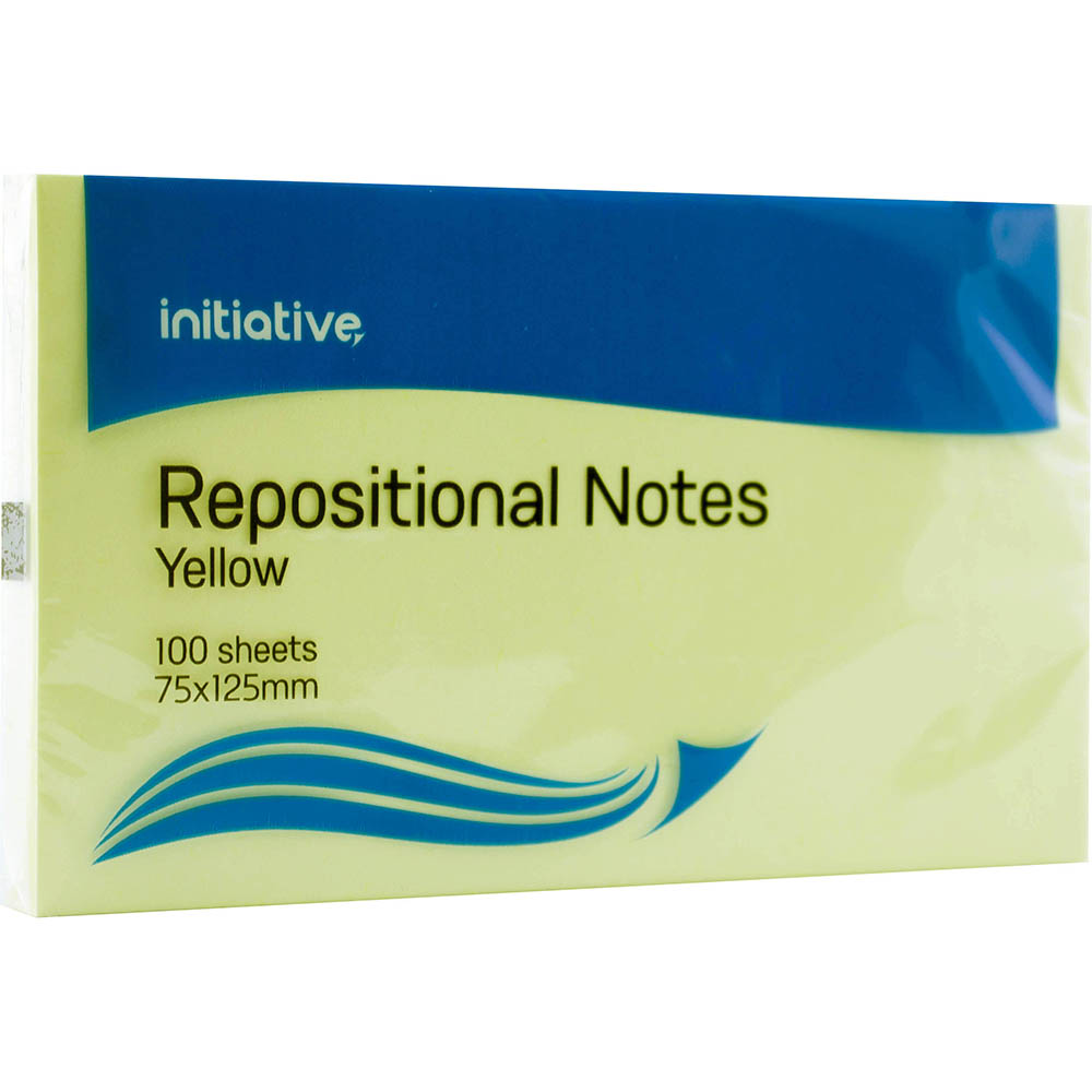 Image for INITIATIVE REPOSITIONAL NOTES 75 X 125MM YELLOW PACK 12 from Total Supplies Pty Ltd