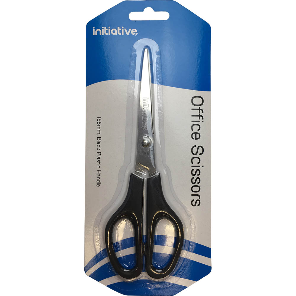 Image for INITIATIVE SCISSOR PLASTIC HANDLE 158MM BLACK from Barkers Rubber Stamps & Office Products Depot