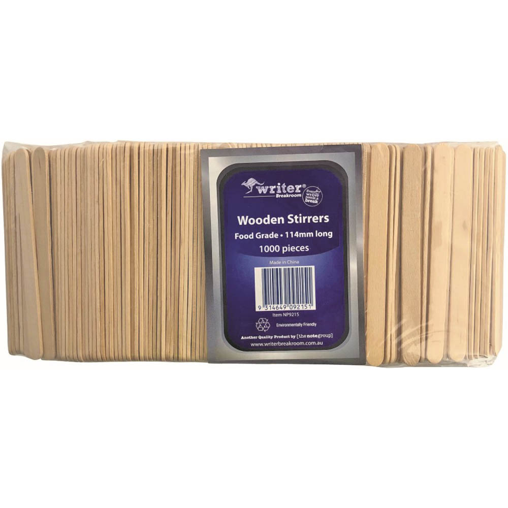 Image for WRITER BREAKROOM ECO WOODEN STIRRER 114MM NATURAL PACK 1000 from Ross Office Supplies Office Products Depot