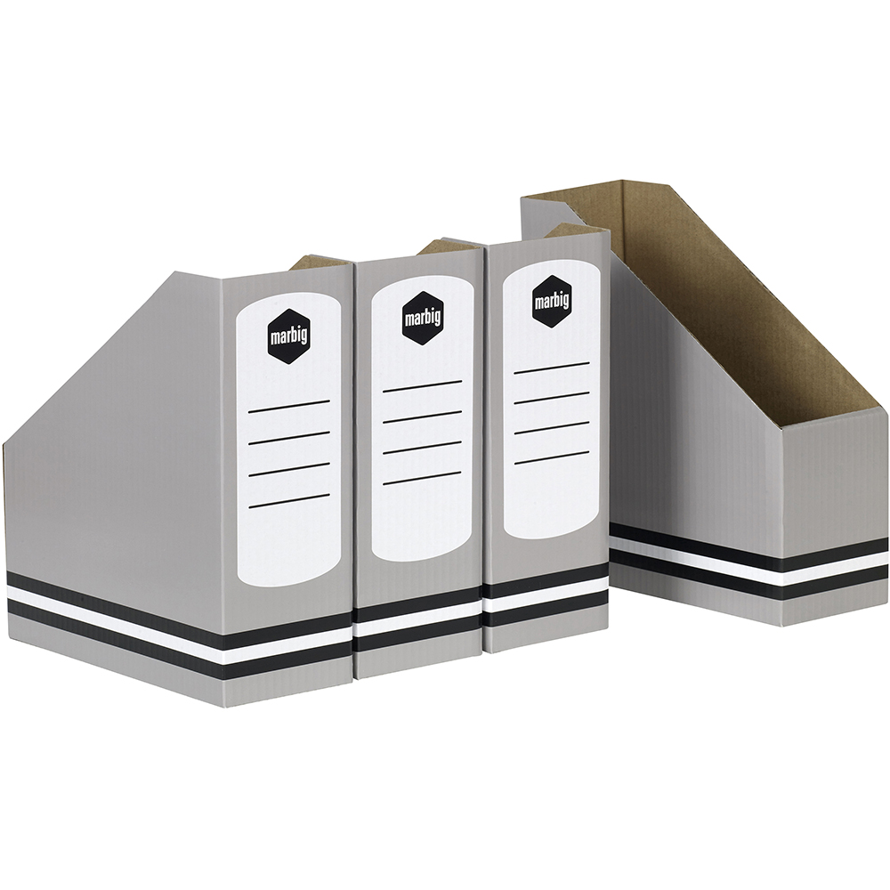 Image for MARBIG MAGAZINE BOX GREY PACK 4 from Albany Office Products Depot