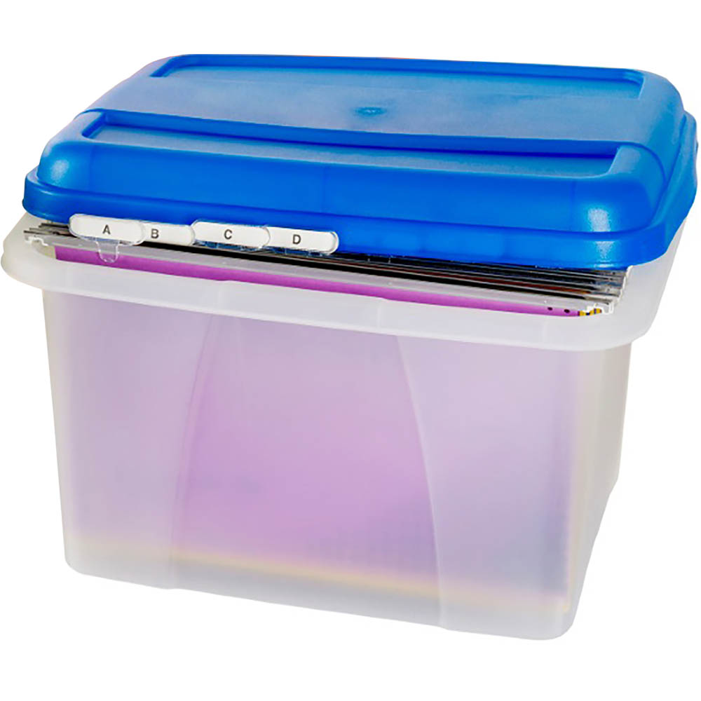 Image for CRYSTALFILE PORTA STORAGE BOX 32 LITRE BLUE/CLEAR from MOE Office Products Depot Mackay & Whitsundays
