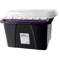 crystalfile enviro porta storage box with files tabs and inserts 32 litre black/clear