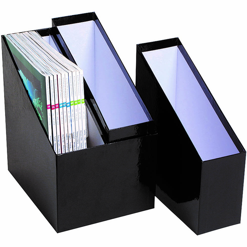 Image for MARBIG MAGAZINE HOLDER SIMPLE STORAGE BLACK SET 3 from Ross Office Supplies Office Products Depot