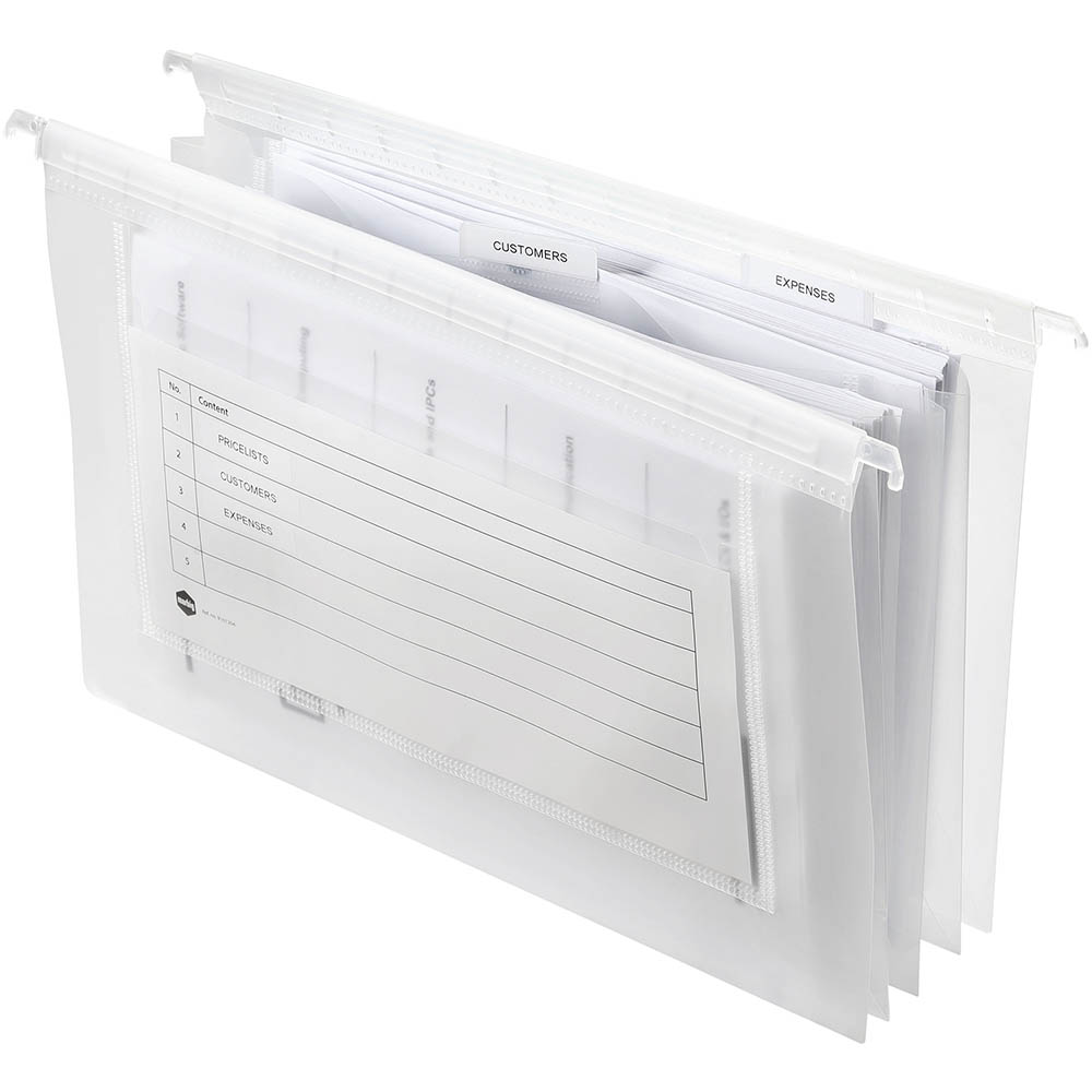 Image for MARBIG EXPANDING SUSPENSION FILES FOOLSCAP PP CLEAR PACK 5 from Albany Office Products Depot