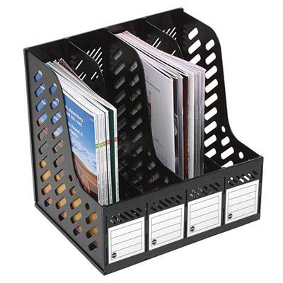 Image for MARBIG MAGAZINE RACK 4 SECTION BLACK from MOE Office Products Depot Mackay & Whitsundays