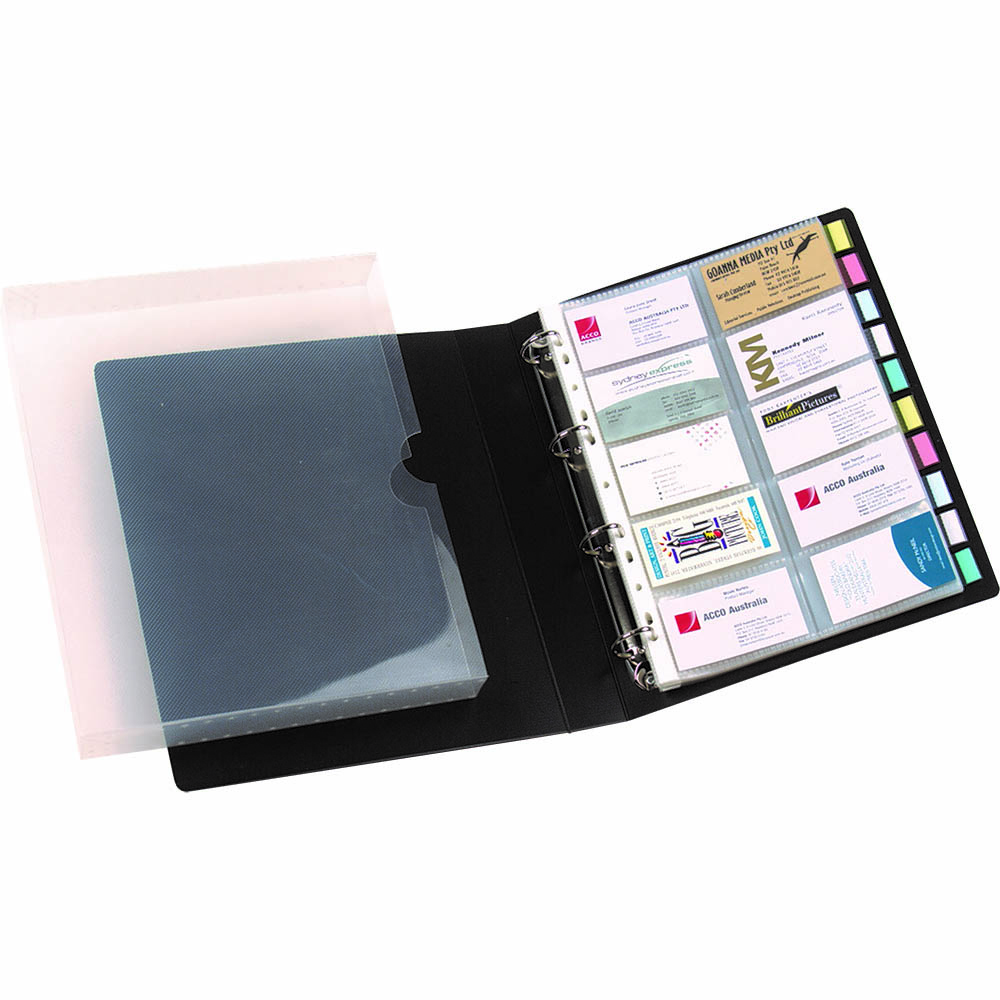 Image for MARBIG BUSINESS CARD RING BINDER FILE 500 CAPACITY BLACK from MOE Office Products Depot Mackay & Whitsundays