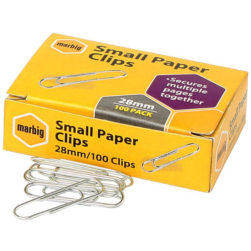 Image for MARBIG PAPER CLIP SMALL 28MM BOX 100 from Margaret River Office Products Depot