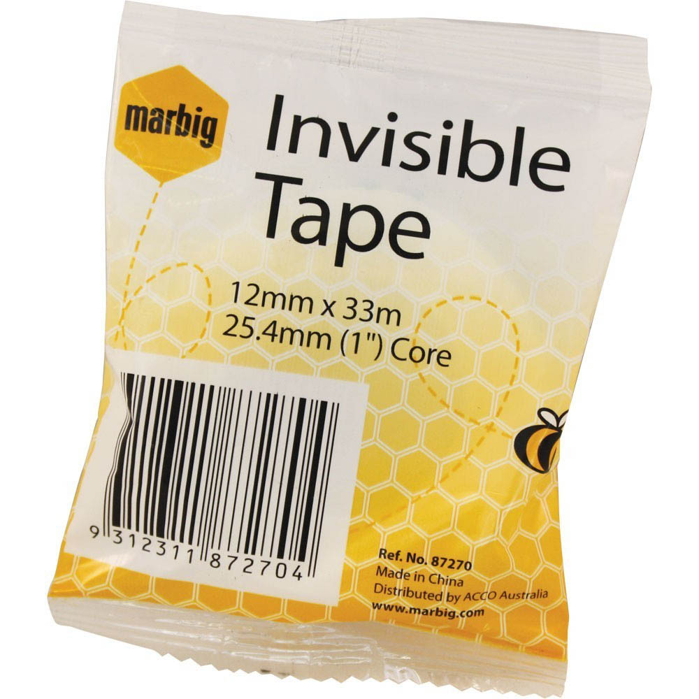Image for MARBIG INVISIBLE TAPE 12MM X 33M 25.4MM CORE from Total Supplies Pty Ltd
