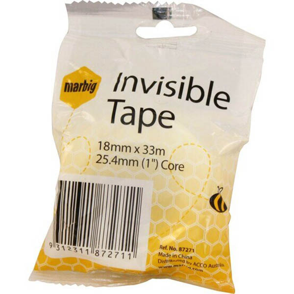 Image for MARBIG INVISIBLE TAPE 18MM X 33M 25.4MM CORE from MOE Office Products Depot Mackay & Whitsundays