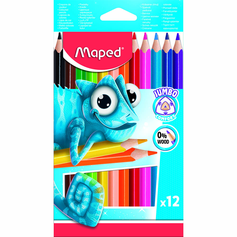 Image for MAPED PULSE JUMBO COLOURING PENCILS BOX 12 ASSORTED from Barkers Rubber Stamps & Office Products Depot