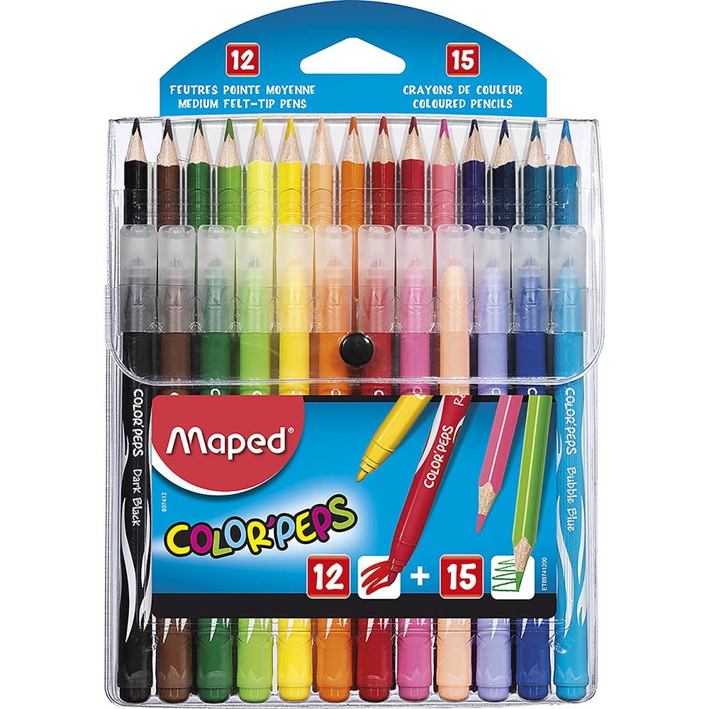 Image for MAPED COLOR PEPS MULTI PACK FELT PENS AND COLOURED PENCILS ASSORTED WALLET 27 from MOE Office Products Depot Mackay & Whitsundays