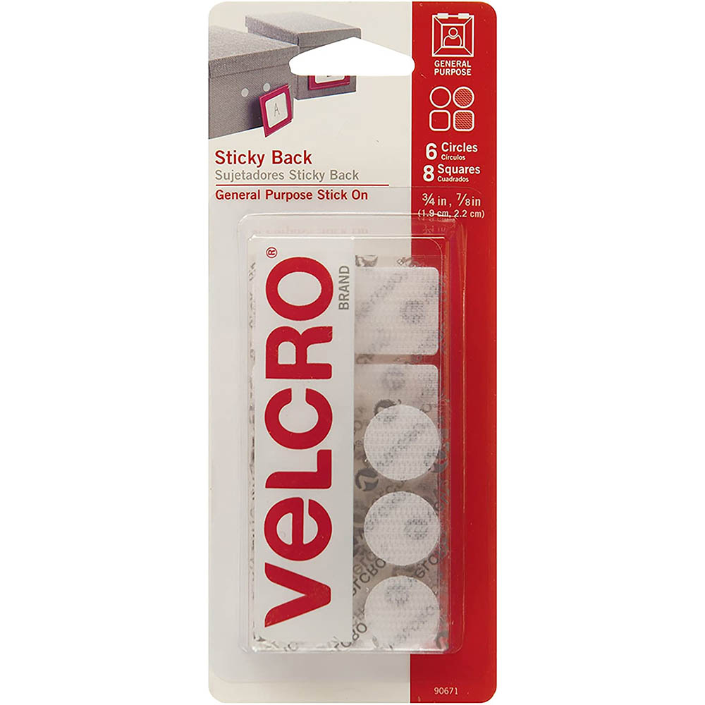 Image for VELCRO BRAND® DOTS AND SQUARES WHITE PACK 14 from MOE Office Products Depot Mackay & Whitsundays