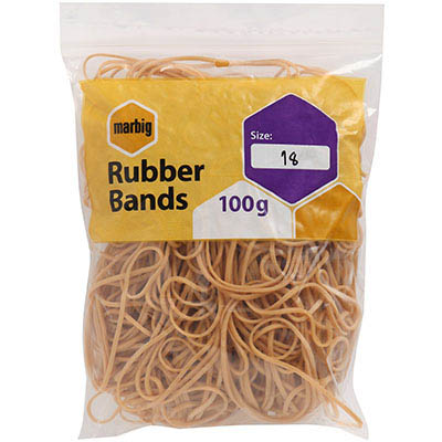 Image for MARBIG RUBBER BANDS SIZE 18 100G from Ross Office Supplies Office Products Depot