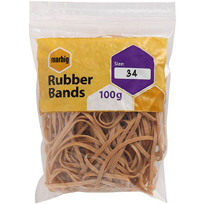Image for MARBIG RUBBER BANDS SIZE 34 100G from Ross Office Supplies Office Products Depot
