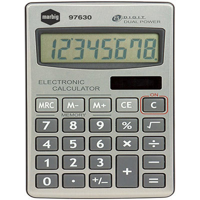 Image for MARBIG CALCULATOR HANDHELD 8 DIGIT SILVER from Office Products Depot