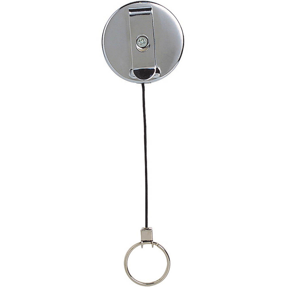 Image for REXEL ID RETRACTABLE METAL KEY HOLDER REEL NYLON CORD BLACK HANGSELL from Albany Office Products Depot
