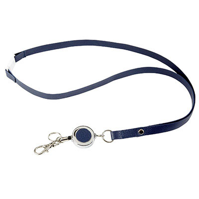 Image for REXEL ID LANYARD WITH BADGE LEATHERETTE NAVY BLUE from MOE Office Products Depot Mackay & Whitsundays