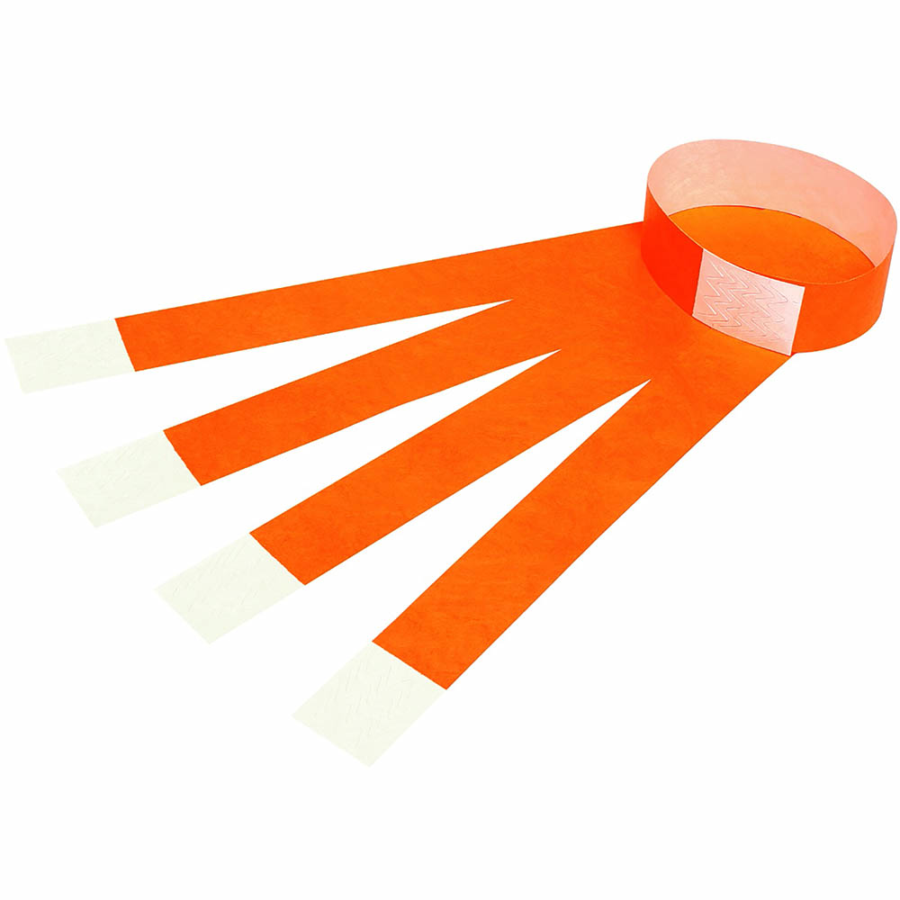 Image for REXEL ID SERIAL NUMBER WRISTBANDS FLUORO ORANGE PACK 100 from Office Products Depot