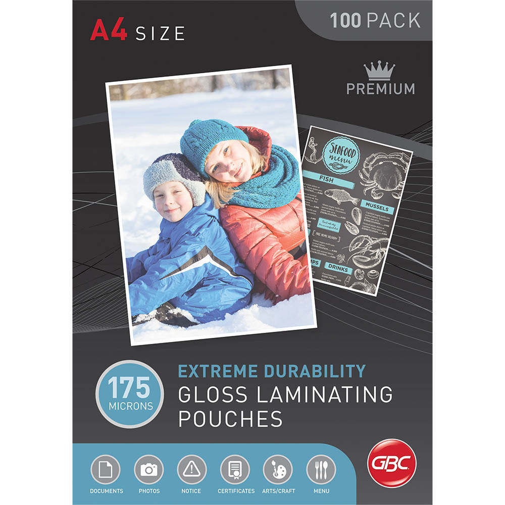Image for GBC LAMINATING POUCH 175 MICRON A4 CLEAR PACK 100 from Office Business Office Products Depot