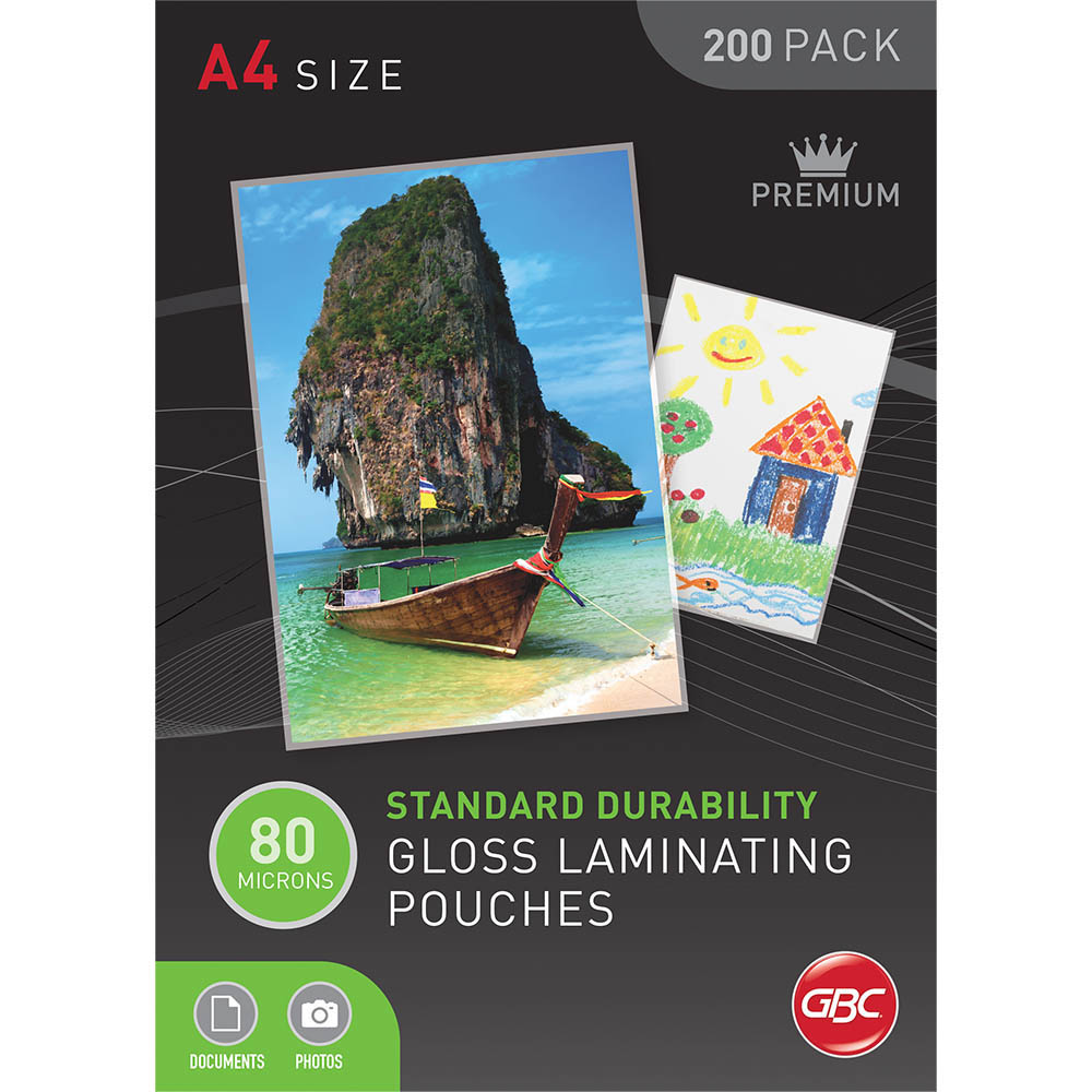 Image for GBC LAMINATING POUCH 80 MICRON A4 CLEAR PACK 200 from Office Business Office Products Depot