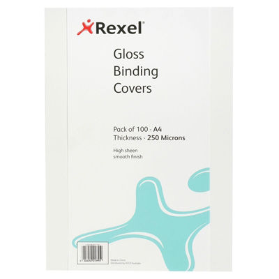 Image for REXEL BINDING COVER 250 MICRON A4 GLOSS WHITE PACK 100 from Total Supplies Pty Ltd