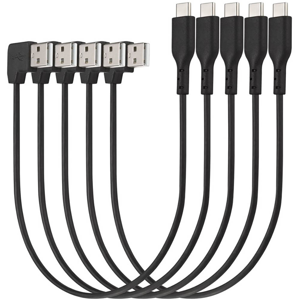 Image for KENSINGTON CHARGE AND SYNC CABLE USB-A TO USB-C 327MM BLACK PACK 5 from Ross Office Supplies Office Products Depot