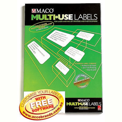 Image for MACO LABELS MULTI-USE 20UP 98 X 25.4MM WHITE BOX 100 from MOE Office Products Depot Mackay & Whitsundays