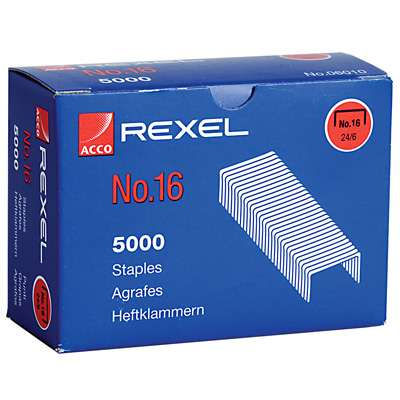 Image for REXEL STAPLES NO.16 24/6 BOX 5000 from MOE Office Products Depot Mackay & Whitsundays