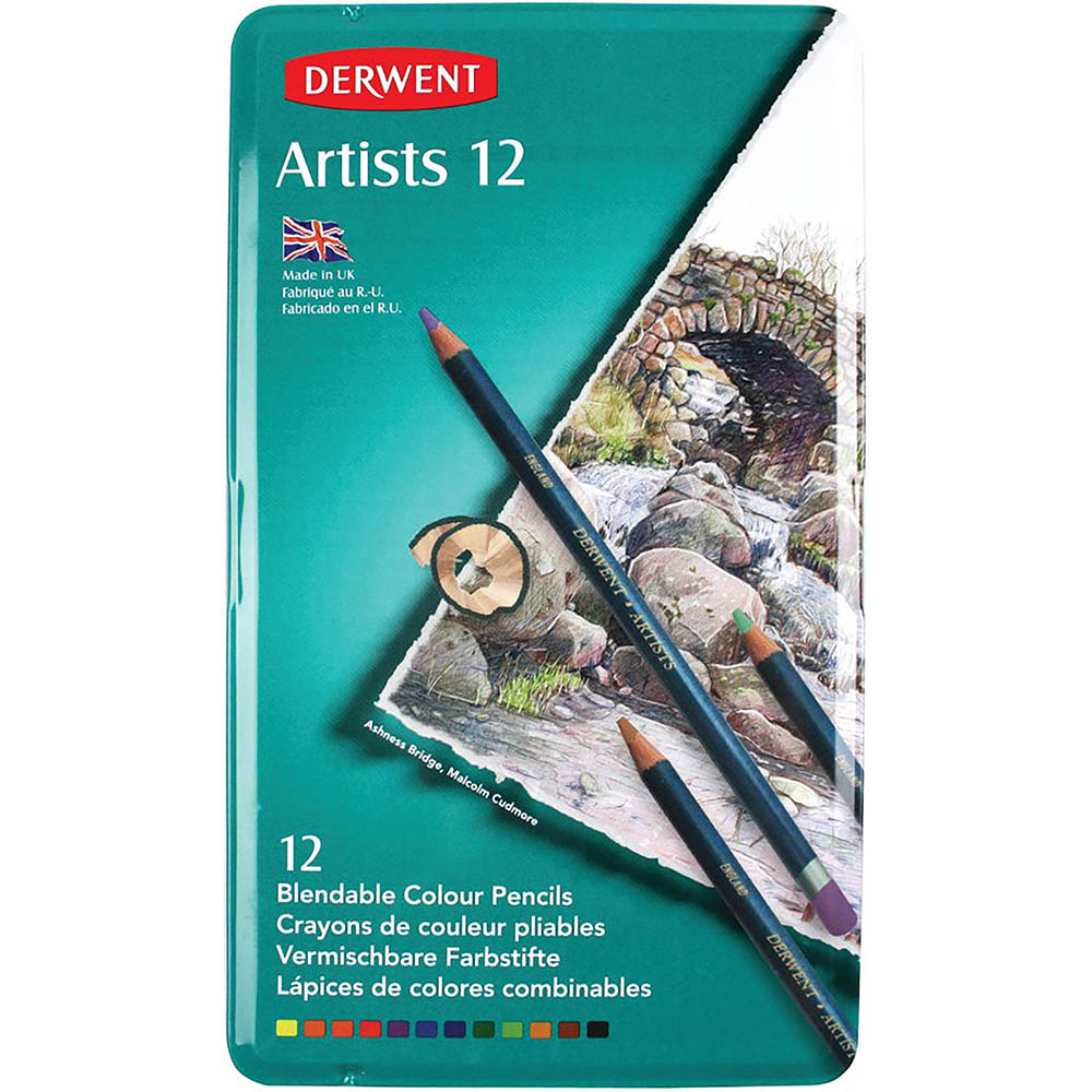 Image for DERWENT ARTIST PENCILS ASSORTED TIN 12 from Ross Office Supplies Office Products Depot