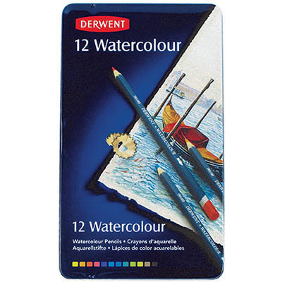 Image for DERWENT WATERCOLOUR PENCILS ASSORTED TIN 12 from Margaret River Office Products Depot