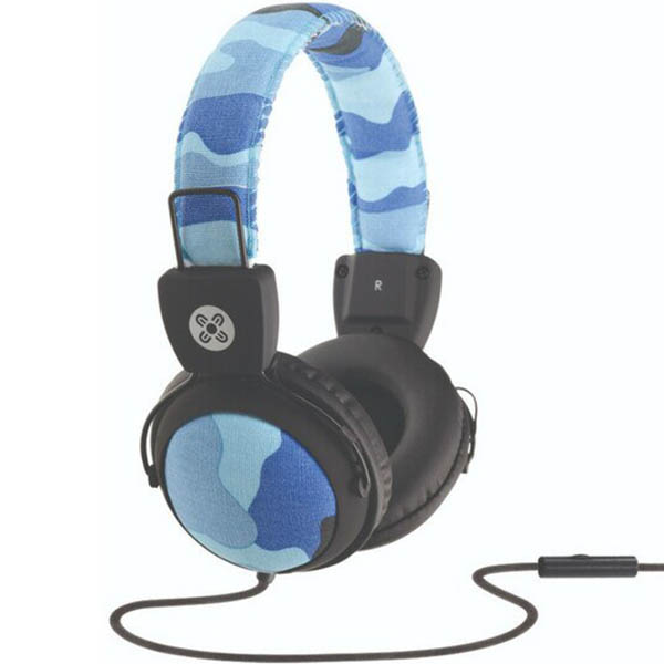 Image for MOKI CAMO HEADPHONES INLINE MIC BLUE from Ross Office Supplies Office Products Depot