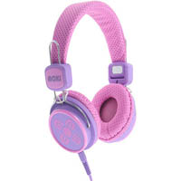 moki kid safe volume limited headphones pink/purple