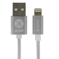 moki syncharge braided cable usb-a to lightning 900mm silver