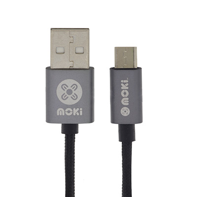 Image for MOKI SYNCHARGE BRAIDED CABLE USB-A TO MICRO-USB 900MM BLACK from MOE Office Products Depot Mackay & Whitsundays