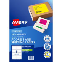 avery 36104 l7165fg high visibility shipping label laser 8up fluoro green box 25