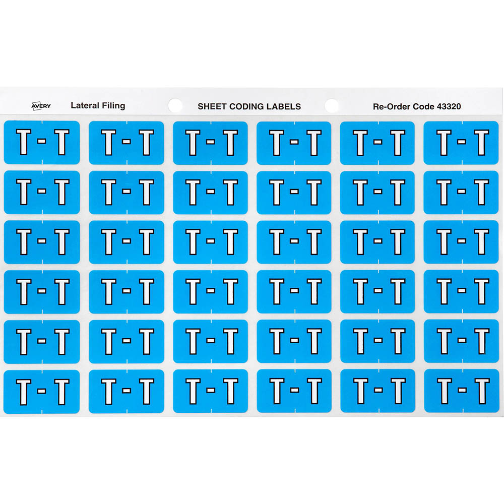 Image for AVERY 43320 LATERAL FILE LABEL SIDE TAB COLOUR CODE T 25 X 38MM BLUE PACK 180 from Office Products Depot Gold Coast