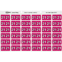 avery 43371 lateral file label side tab year code 21 25 x 38mm magenta box 180