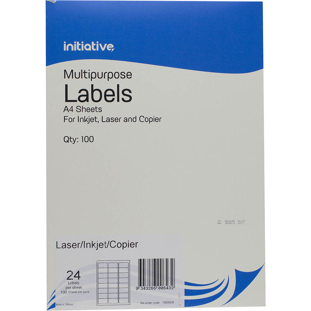 Image for INITIATIVE MULTI-PURPOSE LABELS 24UP 64 X 33.8MM PACK 100 from Total Supplies Pty Ltd